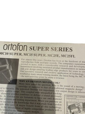 Ortofon Super Series MC10 MC15 MC25E MC25FL Brochure
