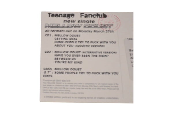 Teenage Fanclub Mellow Doubt Postcard Promo Mailer - Chorlton Analogue