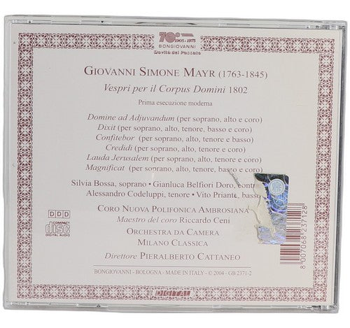 Mayr - Vespri Per Il Corpus Domini 1802 - CD - Bongiovanni - 2004