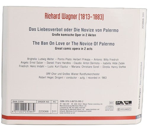 Richard Wagner - Das Liebesverbot (2 CD Set) - Chorlton Analogue
