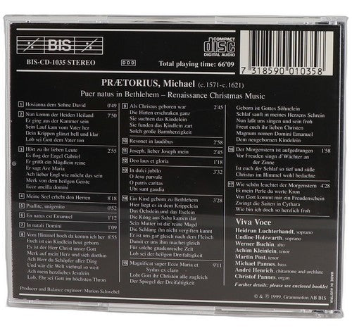 Michael Praetorius - Puer Natus In Bethlehem - Renaissance Christmas Music (CD) - Chorlton Analogue