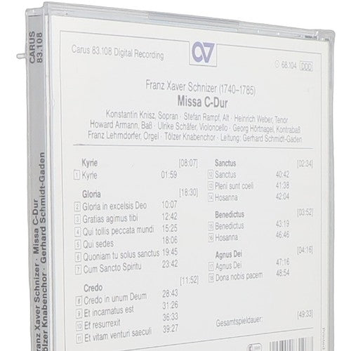 Franz Xaver Schnizer - Missa C-Dur (CD) - Chorlton Analogue