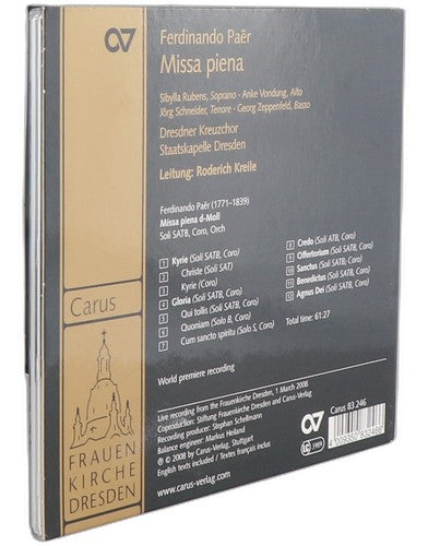 Ferdinando Paer - Missa Piena (CD) - Chorlton Analogue