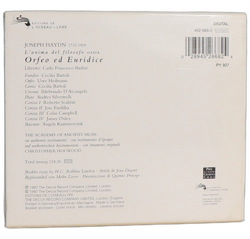Joseph Haydn - L'Anima Del Filosofo Ossia - Orfeo Ed Euridice (2 CD Set) - Chorlton Analogue