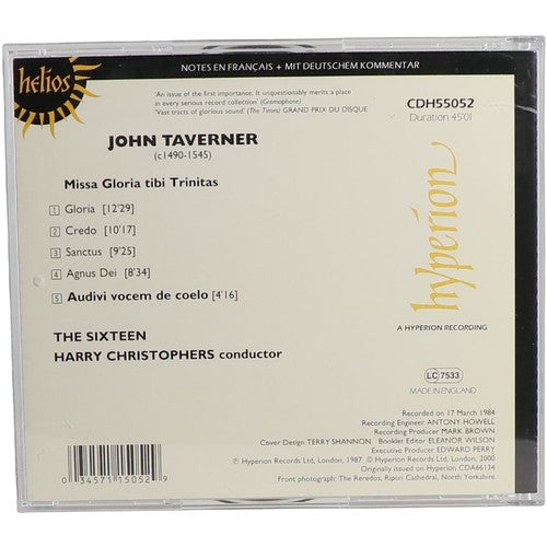 John Taverner - Missa Gloria Tibi Trinitas - Audivi Vocem De Coelo (CD) - Chorlton Analogue