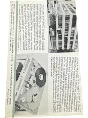 Revox Brochure Reel To Reel Swiss Precision Vintage