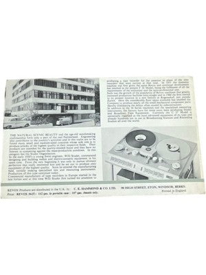 Revox Brochure Reel To Reel Swiss Precision Vintage
