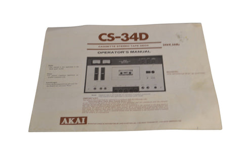 Akai CS - 34D Instruction Manual - Chorlton Analogue