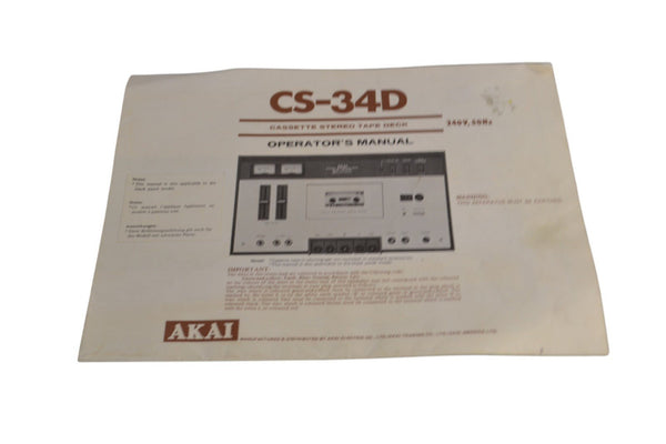 Akai CS - 34D Instruction Manual - Chorlton Analogue