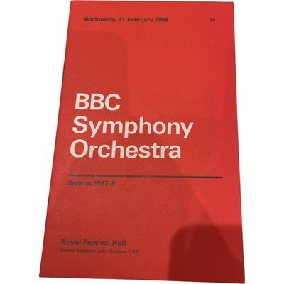 BBC Symphony Orchestra Programme Royal Festival Hall 21 February 1968 - Chorlton Analogue