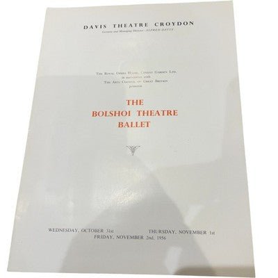 Bolshoi Theatre Ballet Programme Davis Theatre Croydon 1956 - Chorlton Analogue
