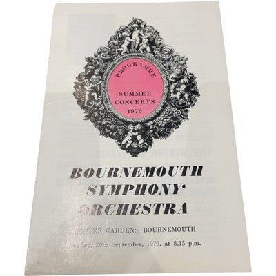 Bournemouth Symphony Orchestra Programme Summer Concerts 1970 Classical Memorabi - Chorlton Analogue