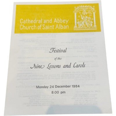 Cathedral and Abbey Church of Saint Alban Nine Lessons and Carols 1984 Program - Chorlton Analogue