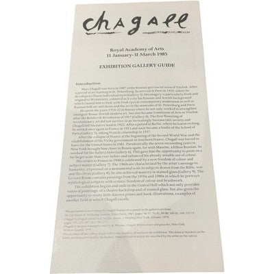 Chagall Exhibition Gallery Guide Royal Academy of Arts 1985 Collectible Memorabi - Chorlton Analogue