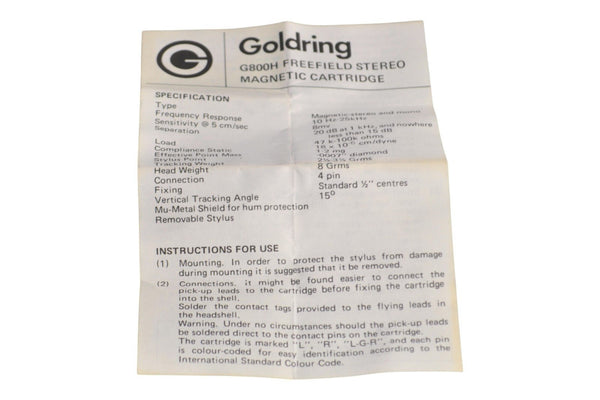 Goldring G800H Cartridge MM Turntable Original Boxed - Chorlton Analogue
