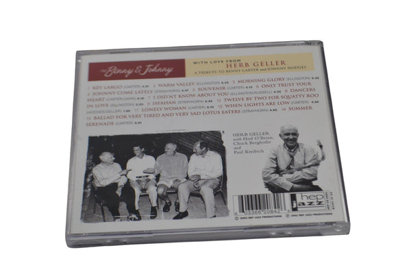 Herb Geller - To Benny and Johnny With Love From CD, 2002, Hep Jazz VG Sax Trio - Chorlton Analogue