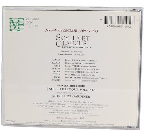 Leclair - Scylla Et Glaucus : Highlights (Extraits) - CD - Erato - 1995 - Chorlton Analogue
