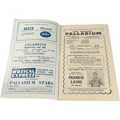 London Palladium Programme 1950s Theatre Collectible Bob Hope Show - Chorlton Analogue