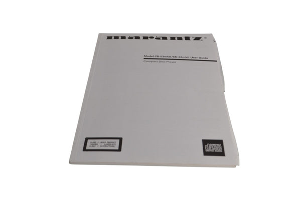 Marantz CD - 53 MkII Instruction Manual - Chorlton Analogue