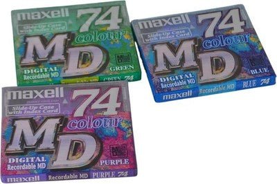 Maxell Mini Discs 74 Minute Colour Recordable MD 3 Pack New Sealed - Chorlton Analogue