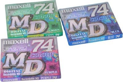 Maxell Mini Discs 74 Minute Colour Recordable MD 3 Pack New Sealed - Chorlton Analogue