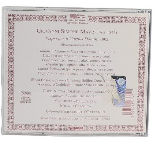 Mayr - Vespri Per Il Corpus Domini 1802 - CD - Bongiovanni - 2004 - Chorlton Analogue