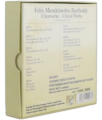 Mendelssohn - Chorwerke = Choral Works (Complete) - Box Set 10 CDs - Chorlton Analogue