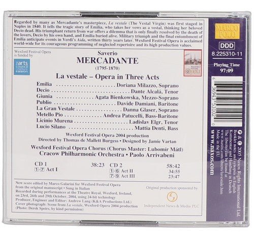 Mercadante - La Vestale (Opera In Three Acts) - Box Set 2 CDs - Marco Polo - Chorlton Analogue