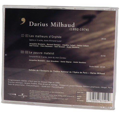 Milhaud - Les Malheurs D'Orphée / Le Pauvre Matelot - CD - Accord - 2004 - Chorlton Analogue