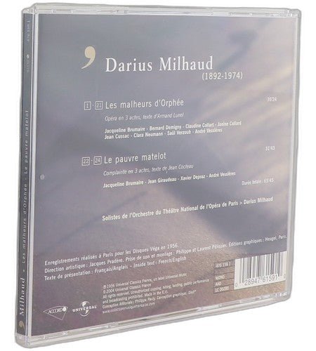 Milhaud - Les Malheurs D'Orphée / Le Pauvre Matelot - CD - Accord - 2004 - Chorlton Analogue
