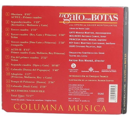 Montsalvatge - El Gato Con Botas - CD - Columna Musica - Chorlton Analogue