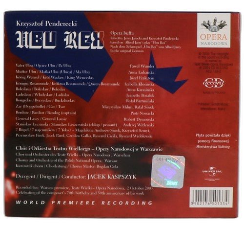 Penderecki - Ubu Rex - Box Set 2 CDs - CD Accord - 2004 - Chorlton Analogue
