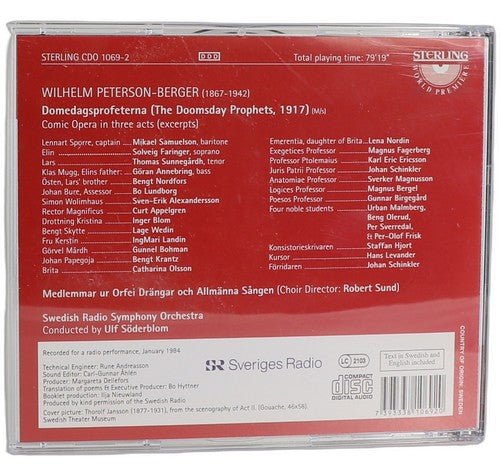 Peterson-Berger - Domedagsprofeterna = The Doomsday Prophets (Opera - CD - Chorlton Analogue