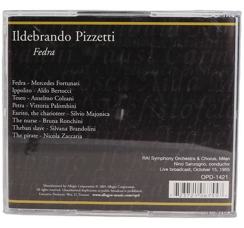 Pizzetti - Fedra - Box Set 2 CDs - Opera D'Oro - 2005 - Chorlton Analogue