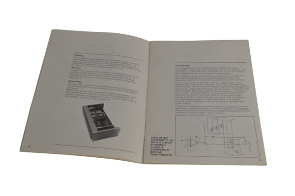 Quad 405 Instrution Manual Book - Chorlton Analogue