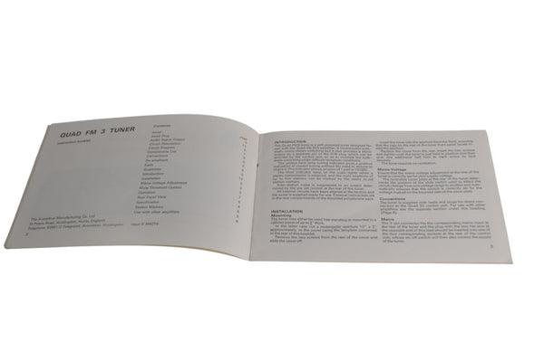 Quad FM 3 Tuner Instruction Booklet Manual 1975 - Chorlton Analogue