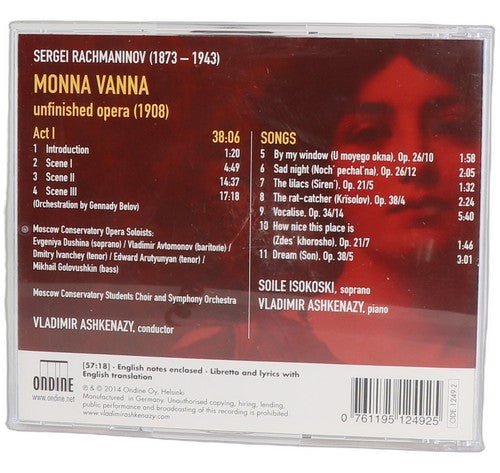 Rachmaninoff - Monna Vanna (Act I) / Songs - CD - Ondine - 2014 - Chorlton Analogue