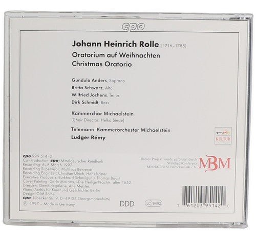 Rolle - Christmas Oratorio - CD - cpo - 1997 - Chorlton Analogue