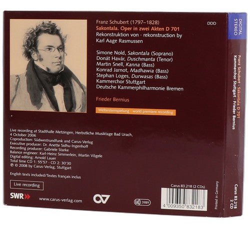 Schubert - Sakontala - Box Set 2 CDs - Carus - 2008 - Chorlton Analogue