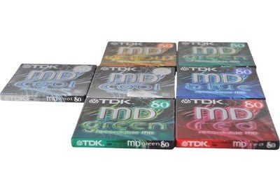 TDK 80 - Minute Recordable MiniDiscs 7 - Pack Multi - Coloured Sealed - Chorlton Analogue
