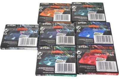 TDK 80 - Minute Recordable MiniDiscs 7 - Pack Multi - Coloured Sealed - Chorlton Analogue