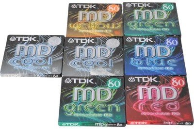 TDK 80 - Minute Recordable MiniDiscs 7 - Pack Multi - Coloured Sealed - Chorlton Analogue
