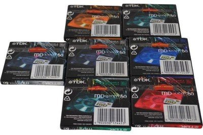 TDK 80 - Minute Recordable MiniDiscs 7 - Pack Multi - Coloured Sealed - Chorlton Analogue