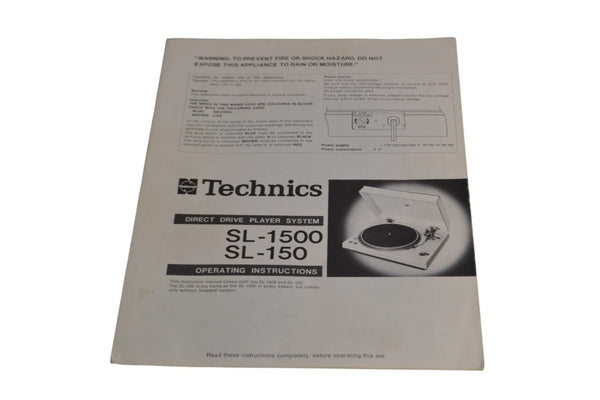 Technics SL - 150 Instruction Manual - Chorlton Analogue