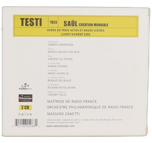 Testi - Saül (Opéra En 3 Actes Et 12 Scènes) - Box Set 2 CDs - Naïve - 2004 - Chorlton Analogue