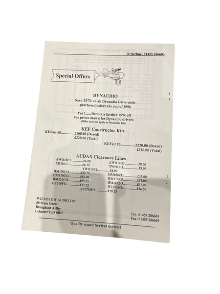 Wilmslow Audio 1996 1997 Winter Catalogue - Chorlton Analogue